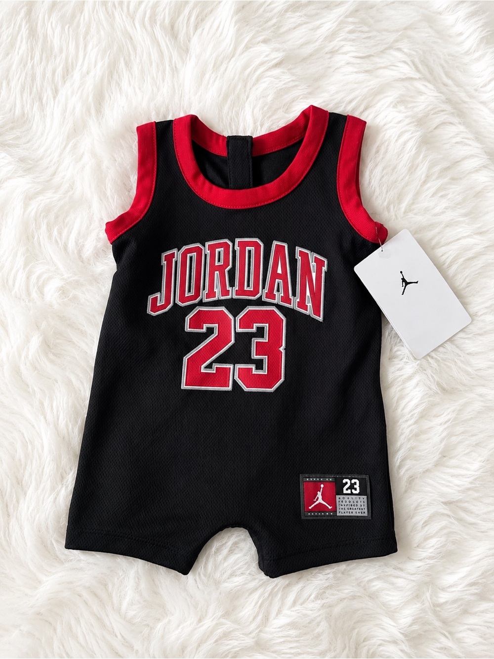 Jordan Black and Red Baby Romper with 23 Graphic